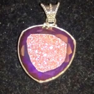 Colleen Lopez purple Druzy pendant 925 silver